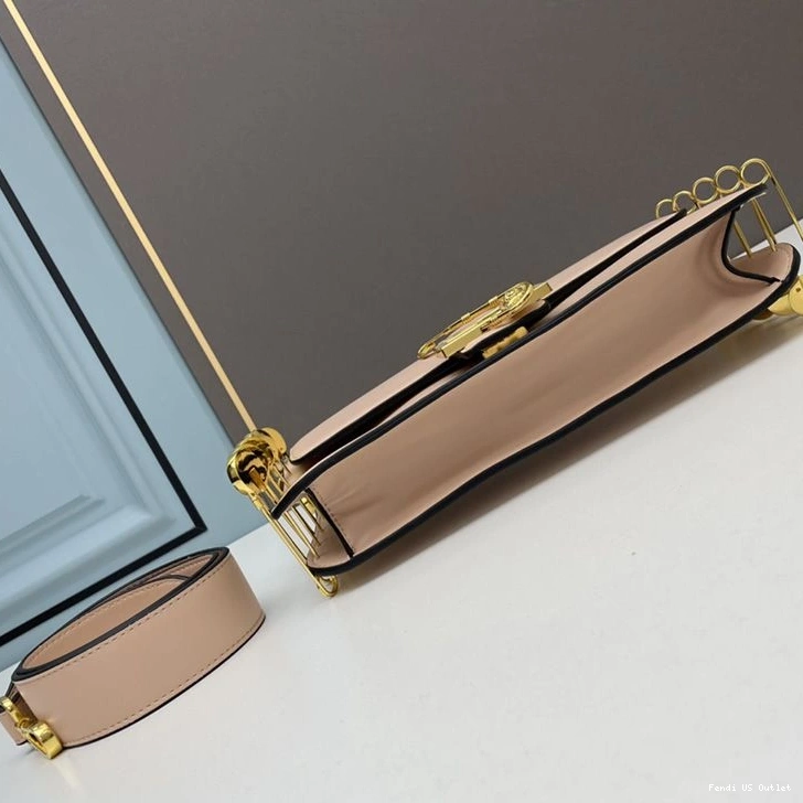 Affordable HOT Brooches Calf Leather Baguette with Medium Bag Pin In Fendace Fendi Pink 0724